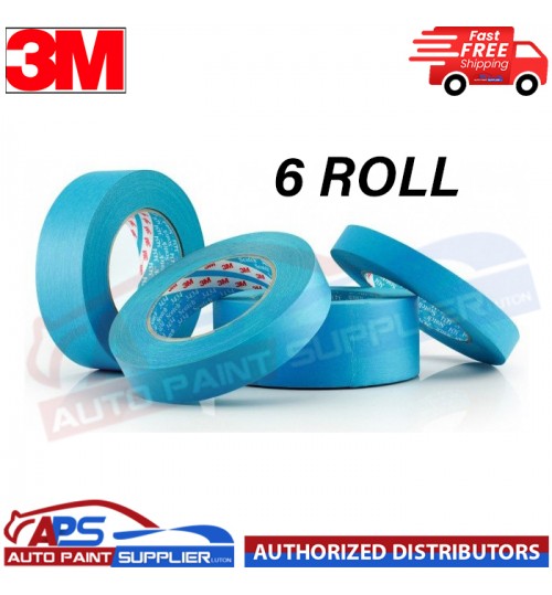 3M 3434 6 ROLL Blue MASKING TAPE 07895 Water & Solvent Resistant 18MM X 50M